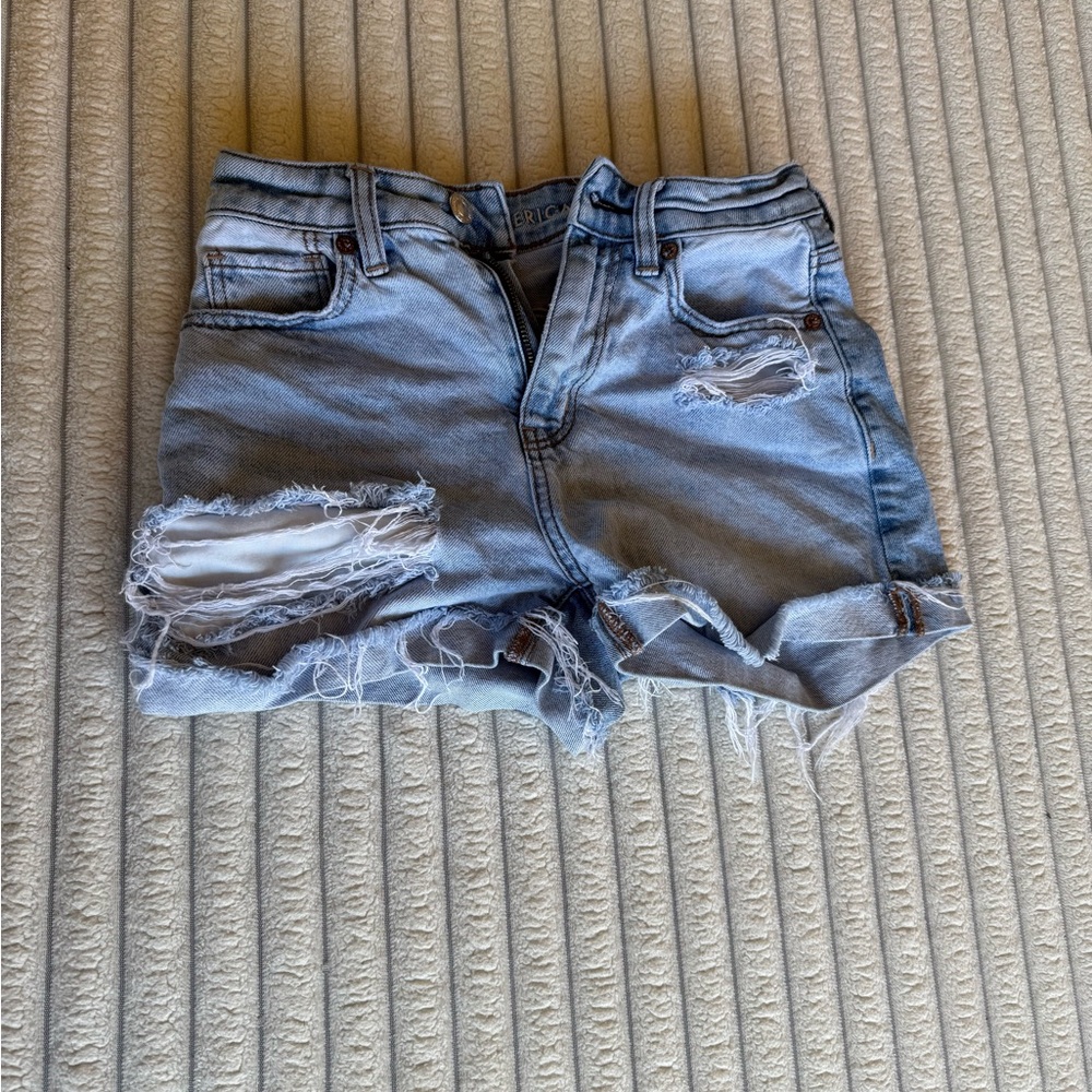 American Eagle Outfitters Light Blue Distressed Jean Shorts